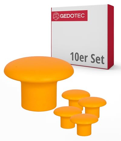 Gedotec 10x Möbelknöpfe für Kinderzimmer Durchmesser 32 mm, Möbelgriffe Orange COLOUR - Schrankknöpfe bunt aus hochwertigem Kunststoff, Möbelknauf Kinder - moderne Griffe Möbel