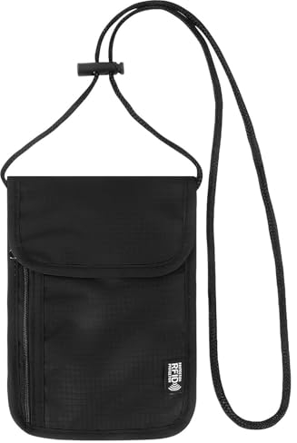 Brustbeutel mit RFID Schutz, Brustbeutel Herren, Brustbeutel Damen, Brustbeutel Klein, Weicher Reisegeldbeutel Zum Reisen Unisex, für Passport, Kreditkarten, Münzen und Reise Zubehör (Schwarz)