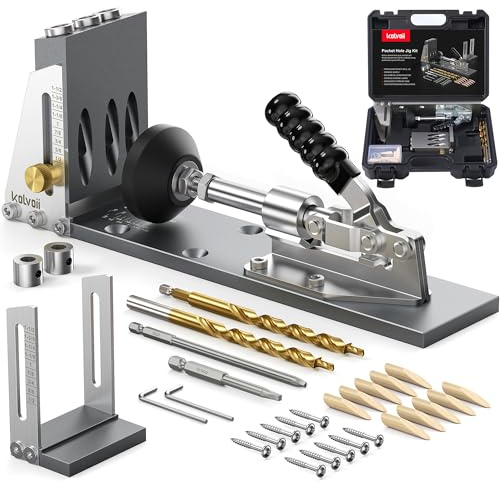 Kolvoii Pocket Hole Jig Kit, Adjustable Drill Guide, 1/2 to 3-1/8 in