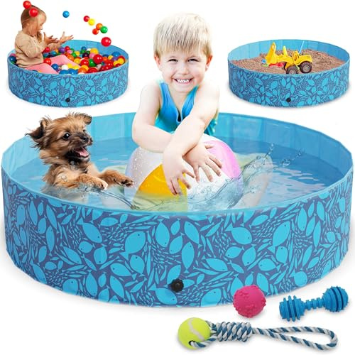 zooprinz Hundepool faltbar 120x30 cm – für Hunde & Kinder | Stabiles und rutschfestes Planschbecken für große und kleine Hunde, Haustiere und Kinder – faltbarer Swimmingpool