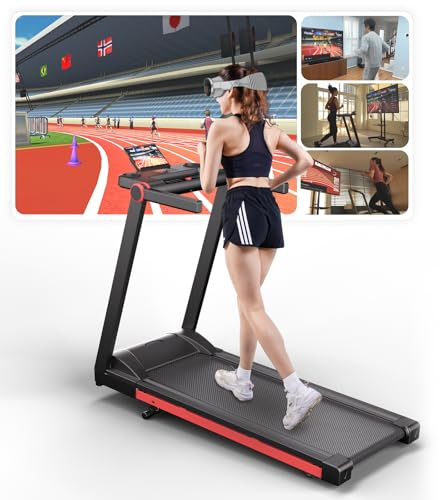 DeerRun Laufband für Zuhause, Walking Pad mit 6% Steigung und Laufbandfläche 42 x 112 cm, Walking Pad Klappbares mit AI Coach und Multi-Runner-Spiel