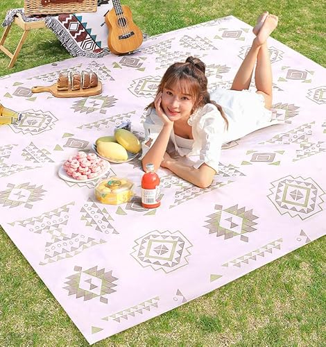 Dusenly Disposable Outdoor Picnic Mat Portable Waterproof Disposable Picnic Blanket Beach Mat for Beach Camping Grass Lawn Park with 4 Ground Nails
