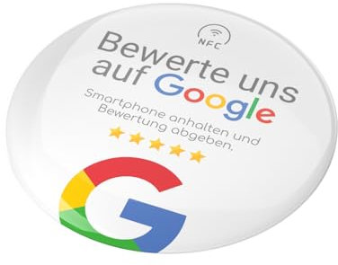Truzzer Google NFC Aufkleber - Ø 7,5 cm Bewerte uns Smart Action Button Sticker für mehr Google Bewertungen - Kontaktlose Rezensionen & Ranking-Aufbau für Ihr Business