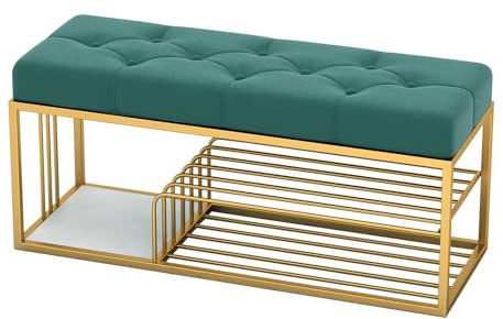 Samt-Schuhregal-Bank, 3-stufige Schuh-Organizer-Aufbewahrungsbank für Eingangsbereich, Flur, Wohnzimmer, Ende des Bettes