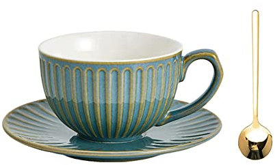 SDA287MZ Tasses à café Tasse à café Vintage Ensemble de Tasses à Fleurs en céramique Domestique Latte Lavage à la Main après-midi Ensemble de Tasses à thé Tazas Desayuno(Green,Petit)