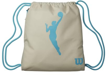Wilson WNBA Heir Kordelzugbeutel, Mit leicht zugänglichen Fächern, geräumigen Taschen und zusätzlichem Stauraum, Farbe: Beige/Türkis