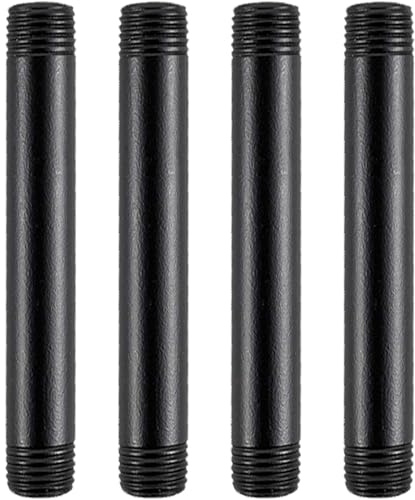 AGUTEA Black extension tube, 3/4 x10 external threaded pipe, painted iron pipe, metal pipe fittings, suitable for DIY industrial-style furniture decoration. (Pack of 4)