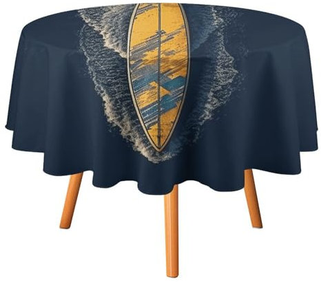 GHEPSDW Surfbrett-Tischdecke für runde Tische, stilvolle Tischdecke für drinnen und draußen, für Esszimmer, Hochzeiten, Partys usw., maschinenwaschbar, Weihnachtsdekoration, 152,4 x 152,4 cm