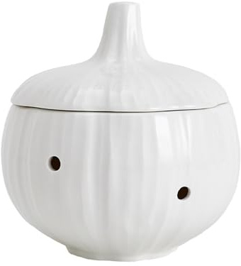 STHOYN Guarda Ajos De Cocina Creativa Tarro De Cebolla Sazonado Multifuncional Recipiente para Ajos En Forma De Ajo Simple(Blanco)