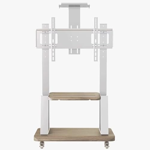 Mobile Floor TV Stand for 32-80 TV Curved Flat Screens, White Liftable TV Trolley for Bedroom/Study/Conference Room, Swivel Lockable TV Display Stand