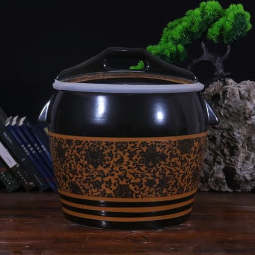 Grain Dispenser Food Storage Container - Ceramic Rice Cylinder Sealed Storage Tank, Rice Dispenser, Medicinal Material Jar, Flour Bucket - 10kg