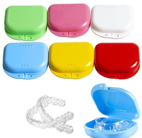 6pcs Boite appareil dentaire,Boite Gouttiere Dentaire Ventilée,Boite a dentier,Mince Boîtes de Dentier,Boîtes de Rangement pour Prothèse Dentaire,Gouttières et Protecteurs Dentaires.