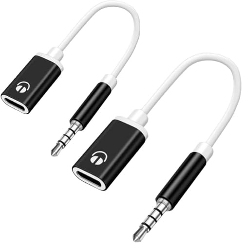 2 adattatori da tipo C a jack femmina da 3,5 mm per cuffie, da USB C femmina a AUX audio, convertitore adattatore per cuffie di tipo C, compatibile con lettori MP3, lettori C-D, laptop, tablet