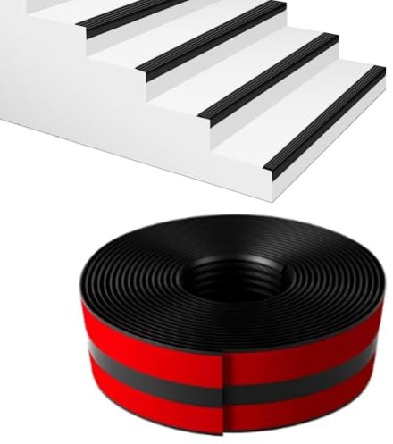 Wapasezyar Profilé d'angle autocollant 48x48 mm, protection antidérapante pour marches d'escalier, profil antidérapant pour protection des bords d'escalier (Noir, 3 mètres)
