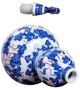 Ipetboom Calabaza Cerámica para Vino con Diseño de Porcelana Azul y Blanca Recipiente Multiusos para Almacenamiento y Dispensación de Brandy Whisky y Ron para Uso Doméstico Sociales