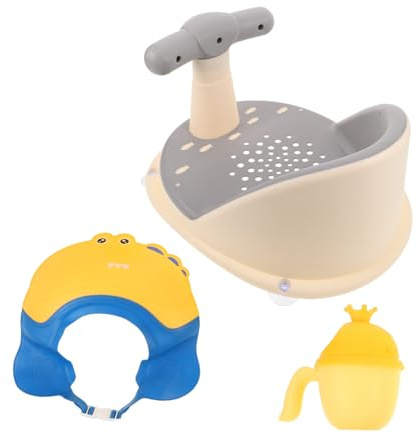 Beatifufu Siège de Bain Garçon Fille Antidérapant Réglable Siège et Tout-petits Support Évolutif pour Garçon Fille Assis Chaise Bain Légère et Facile à Nettoyer Adapté Dès la Naissance