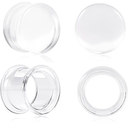 Vankula Örontunnlar öronproppar 2 par expanderare mätare bår bas glas mode piercing kroppssmycken för män kvinnor 8 mm till 16 mm, 12mm(1/2), Glas, Ingen ädelsten