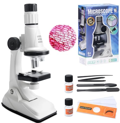 Microscope for Kids, 200X-1200X Childrens Microscope, High Magnification Portable Science Kit, Beginner Microscopes for Kid, Microscopes Educational Science Toy for Boys and Girls