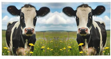 Cartel de fiesta versátil con estampado de vaca lechera, las mejores banderas para eventos, para decoraciones de fiesta de cumpleaños