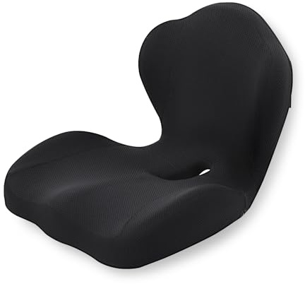 GOFORIT 2-in-1 Sitzkissen & Rückenstütze - Ergonomisches Set aus Doppel-Memory-Schaum, Lendenwirbelstütze für Bürostuhl & Autositz, Druckentlastung am Steißbein, rutschfest & Waschbar, (Schwarz)