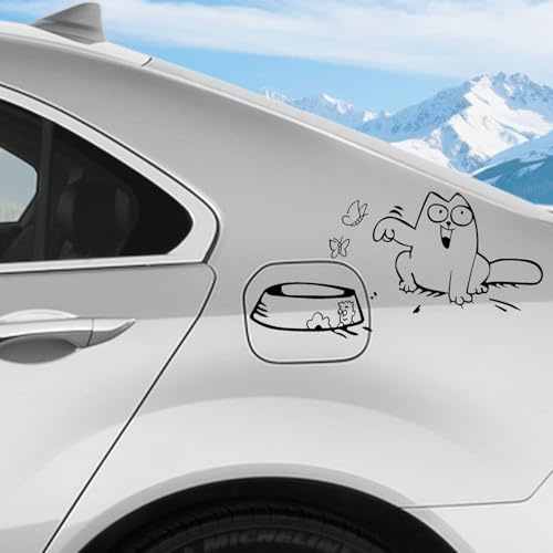 2 Stück Autotankdeckel Aufkleber, Tankdeckel Auto Aufkleber, autoaufkleber katze, Car Decals, Für die meisten Tankdeckel, Schwarz, Einfach anzubringen