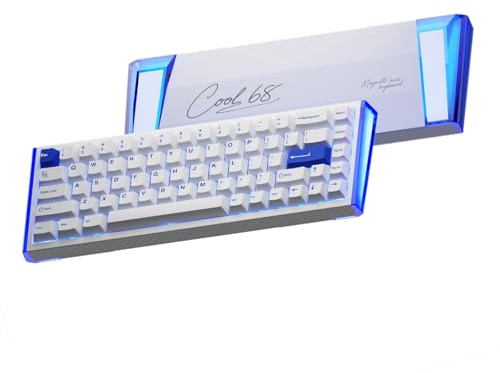 DAREU COOL68 Clavier Gaming 8K Hz Rapid Trigger, Précision RT de 0,01mm, 65% Filaire Clavier avec Magnétique Hall Effect Switches, Hot Swap, Gasket, 20 RGB Modes, Actionnement Réglable (Bleu Blanc)