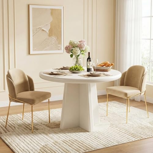 Lailang 80cm Mesa de Comedor, Mesa Cocina Redonda, Mueble Comedor Moderno, Mesa Comedor Madera, Mesa Redonda para 4 Personas, Mesa Pequeña Salón, 80 x 80 x 75 cm, Blanco
