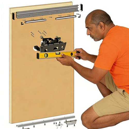 WLCGYD Rail Porte coulissante Quincaillerie De Rail De Porte Coulissante Dissimulée, Systèmes De Portes Coulissantes Invisibles pour La Maison(90CM (35.4IN))