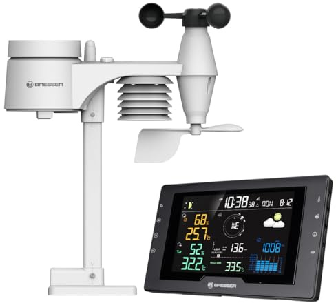 Bresser Station Météo Professionnelle avec Capteur Extérieur 5-en-1, Température, Humidité, Vent, Précipitations, Écran Couleur