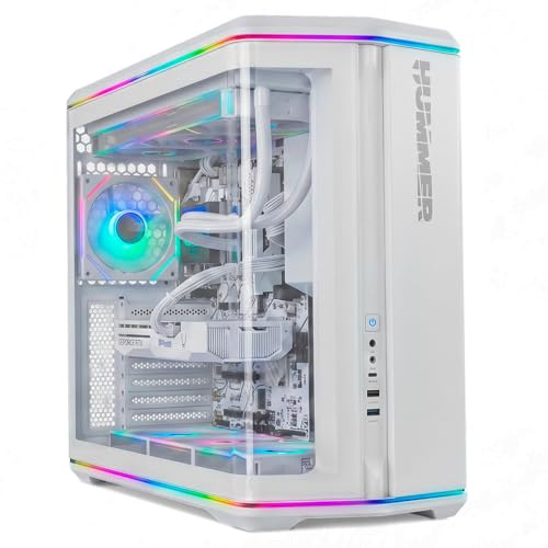 NOX XTREME PRODUCTS Hummer Anvil - Caja PC ATX|M-ATX|ITX, Cristal Templado Frontal y Lateral Curvo, 5 Ventiladores ARGB PWM Incluidos (Espacio para 8), Tiras LED, USB Tipo-C, Color Blanco