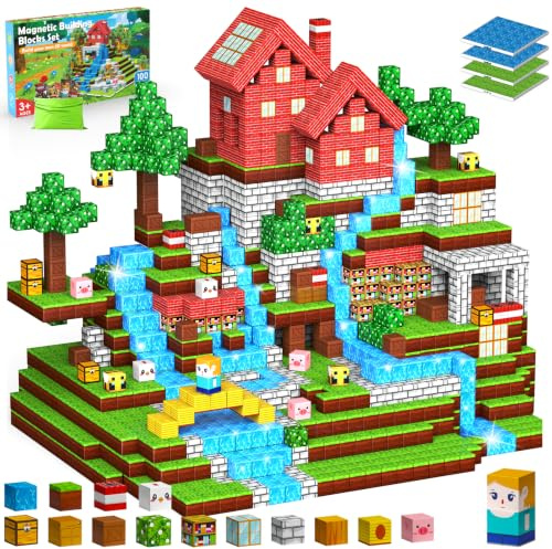 iKidiki Magnetische Bausteine Blöcke 100 Stück, Geschenk Junge Mädchen 3 4 5 6 Jahre Magnete Kinder Spielzeug ab 3-6 Jahre Jungen STEM Magnetspiel Magnetic Building Blocks