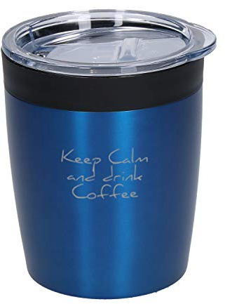 Edelstahl Thermobecher personalisiert - auslaufsicherer und doppelwandiger Kaffeebecher - Geschenk Weihnachten für Männer, Frauen und Kollegen - 280 ml Coffee to go Becher mit Wunschgravur, blau