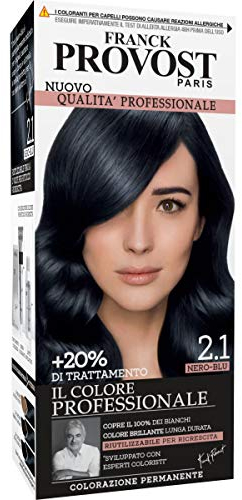 Franck Provost Coloration pour cheveux, couleur professionnelle à domicile, valorise les reflets et la brillance, pinceau de précision inclus, noir bleu