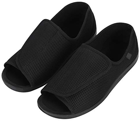 IBLUELOVER Chaussons Diabétiques Hommes Chaussures Rééducation Orthopédique Réglable Fermeture Scratch Sandale Ouvert Chausson pour âgées Pieds Enflé Arthrite Pantoufle en Mousse à Mémoire