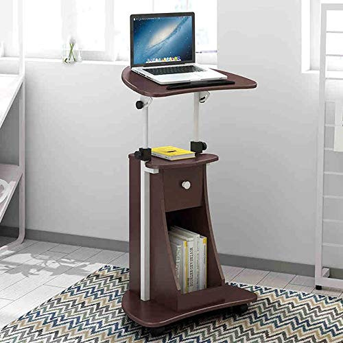 MU Wandhalterung für den Haushalt Rollbarer, höhenverstellbarer Laptop-Tischwagen mit Stauraum 4-Farben-Klapptisch,Schokoladenfarbe