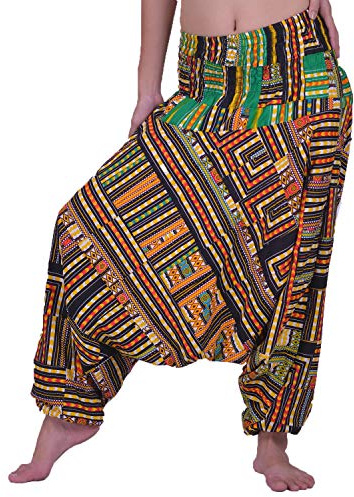 Lofbaz Harem - Pantalones de Yoga para Mujer, diseño de Patchwork, Bohemio, Hippie, Bohemio, Aladdin, Unisex, Dashiki Amarillo, Talla Única