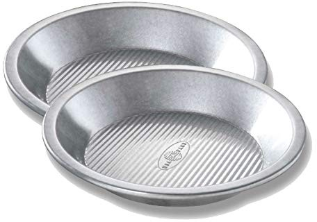 USA Pan Bakeware Aluminized Steel Commercial Pie Pan, Set of 2, Silver