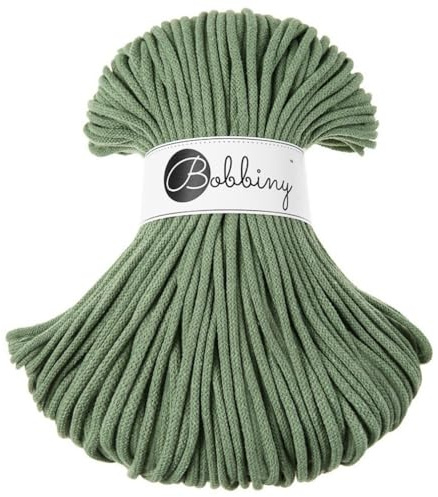 Bobbiny Premium 5 mm flätat makramérep (eukalyptusgrön) 100 m