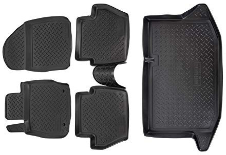 J&J AUTOMOTIVE | Allwetter TPE Gummimatten + Kofferraumwanne Set Für Fiesta 2008-2016, Antirutsch, Passgenau, Rand 2-4cm, Schwarz