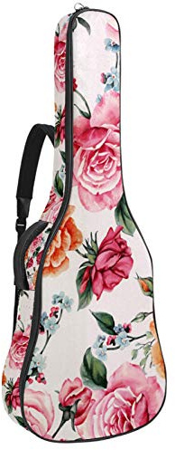 Gitarrentasche mit Reißverschluss, wasserdicht, weich, für Bassgitarre, Akustik- und klassische Folk-Gitarre, Pink / Orange / Rose