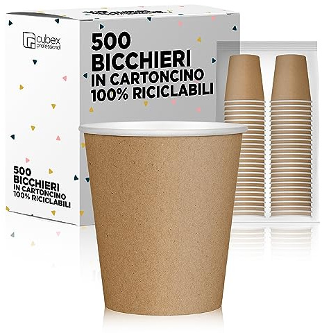 cubex professional® - Kit de 500 vasos reciclables de cartón color Habana, 360 ml, para café, agua o bebidas calientes y frías
