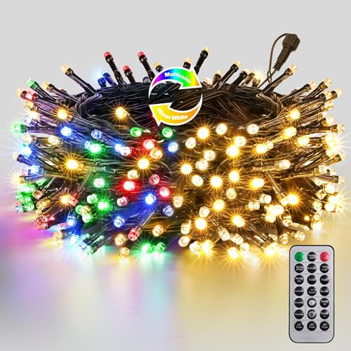 Joomer Color Changing Christmas Lights, 66FT 200 LED String Lights with Remote Timer Dimmable Connectable Fairy String Outdoor Waterproof for Christmas Decoration (Warm White to Multicolor)