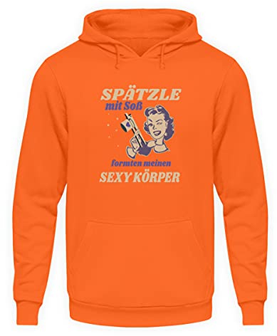 Spätzle avec sauce – Proverbes souabes – Cadeaux – Sweat à capuche unisexe, Orange Crush., XXL