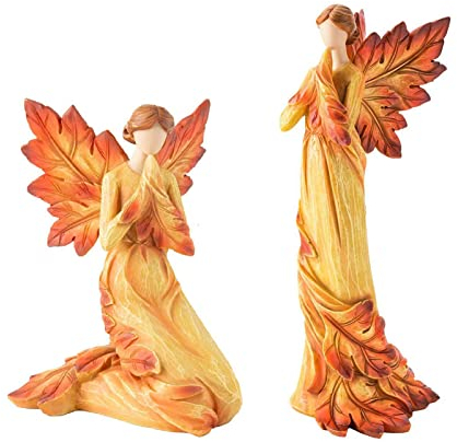 NSXIN Harz Engel Figuren Engel Kunst Skulptur Weihnachtsdeko Herbst Betende Engel Statue Dekoration für Home Office Skulptur Figur Tisch (C: 2er Set)