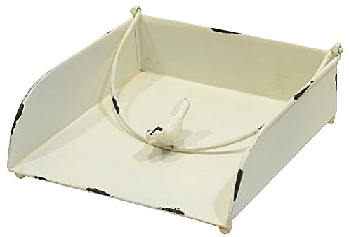 MACOSA SA80165 - Servilletero con forma de pájaro, color blanco antiguo con palanca de peso, soporte para servilletas, servilletas, decoración de mesa