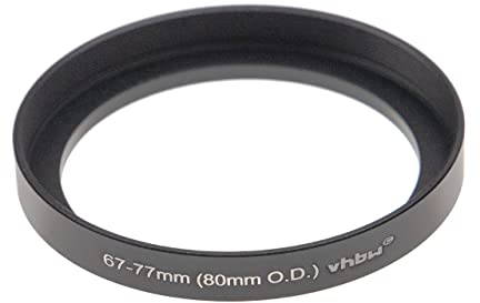 vhbw Bague d'adaptation de Filtre Step-Up de 67 mm vers 77 mm Compatible avec boîte Mate (Matte Box) 80 mm O.D. - Adaptateur, Aluminium, Noir-Mat