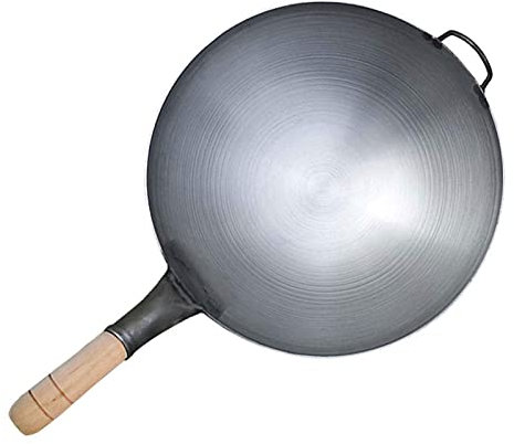 ZXFDMSWJ Wok, woks et poêles à Frire en Fonte, Wok Chinois avec Wok à Fond Rond, poêle à Frire, sauteuse, Grand Wok Professionnel, Wok Polyvalent, 36 cm/14 Pouces