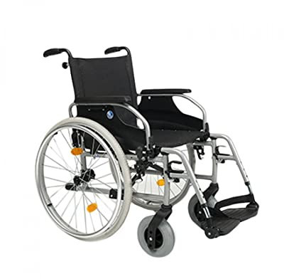 FabaCare Rollstuhl D200 mit Trommelbremse, Leichtgewichtrollstuhl Faltrollstuhl, vieles Einstellbar, faltbar, Premium Transportrollstuhl, Sitzbreite 38 cm