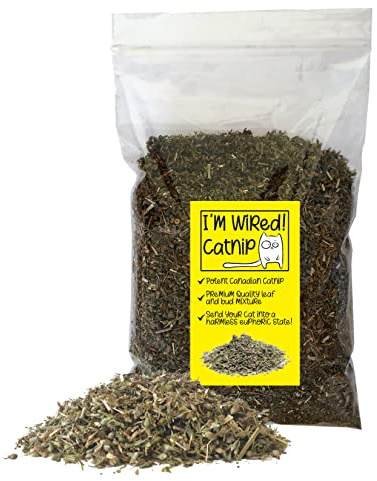 Catnip Dried Leaves Buds Mix I'M WIRED Strong Canadian Resealable Treats Cat Nip (28g)