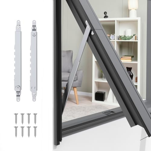 I-EASYDWW, Window Hinges, Window Stays, Window Braces, Window Stay Lock, Multi-Slots Telescopic Stay Rod for Top-Hung Window, SUS304, 1 Pair, 10 Inches